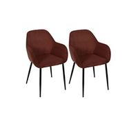 AMORY - Lot de 2 fauteuils de table en velours côtelé coloris terracotta