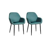Lot de 2 Fauteuils de table Giulia effet velours - Bleu canard