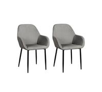 Toilinux - Lot de 2 Fauteuils de table Giulia effet velours - Gris foncé - Giulia Gris foncé