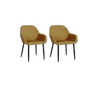 - Lot de 2 Fauteuils de table Giulia effet velours - Jaune moutarde - Giulia
