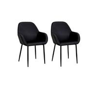 Toilinux - Lot de 2 Fauteuils de table Giulia effet velours - Noir - Giulia Noir