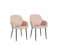 Lot de 2 Fauteuils de table Giulia effet velours - Rose