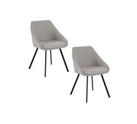 Toilinux - Lot de 2 fauteuils de table Maxine en tissu - Gris Gris