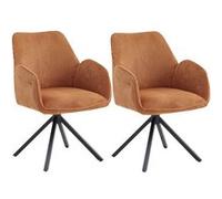 Lot de 2 Fauteuils de table Pivotants Tissu Velours Côtelé Terracotta - DELIA - ALTOBUY Rouge G