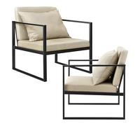 Lot de 2 Fauteuils Design de Salon avec Accoudoirs Siège et Dossier Rembourrré Armature Solide Housse en Polyester 70 x 60 x 60 Sable