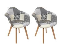 Home Deco Factory Fauteuil Salon Patchwork Gris Lot de 2