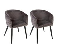Lot de 2 Fauteuils Design Velours "Marlo" 76cm Gris