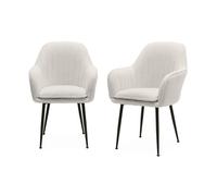 Lot de 2 fauteuils en bouclette et pieds en métal noir mat. Shella L 57 x P 59 x H 84.5