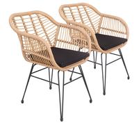 Happy Garden Lot de 2 fauteuils Cinta en rotin synthétique avec Coussins, résistant UV et déperlant