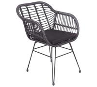 Happy Garden Fauteuils CINTA en rotin synthétique noirs avec coussins – Lot de 2