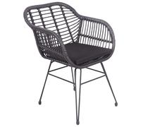 Happy Garden Lot de 2 fauteuils Cinta en rotin synthétique Noirs avec Coussins, résistant UV et déperlant