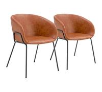 Lot De 2 Fauteuils En Simili Cognac André Orange