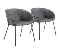 Lot De 2 Fauteuils En Simili Gris Foncé André Gris