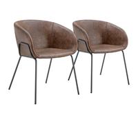 Lot De 2 Fauteuils En Simili Marron André Marron