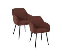 - Lot de 2 fauteuils en tissu côtelé DRAMMEN - Terracotta - DRAMMEN