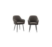 Lot de 2 fauteuils en velours côtelé gris foncé et pieds en métal noir mat L 57 x P 59 x H 845