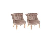 Lot de 2 Fauteuils en Velours "Crapaud" 72cm Taupe