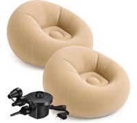 Lot de 2 Fauteuils Gonflables, Chaises Pouf Gonflables, Fauteuils Paresseux Gonflables pour Camping, Salon, Chambre, Salle de Lecture, Marron