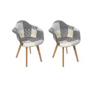 Home Deco Factory Fauteuil Salon Patchwork Gris Lot de 2
