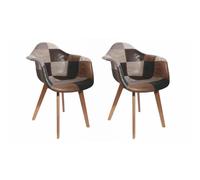 Paris Prix – Lot de 2 Fauteuils Patchwork en PU Marron