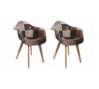 Paris Prix – Lot de 2 Fauteuils Patchwork en PU Marron