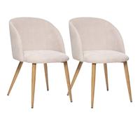 Lot de 2 fauteuils imitation chêne ""Céleste"" en velours côtelé Atmosphéra - Lin