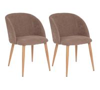 Lot de 2 fauteuils imitation chêne ""Céleste"" en velours côtelé Atmosphéra - Taupe