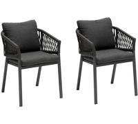 Lot de 2 fauteuils jardin ORIENGO Anthracite Graphite Aluminium, Mailles tressées, Polyester Hespéride