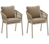 Lot de 2 fauteuils de jardin ""Oriengo"" beige & argile aluminium mailles tressées et polyester - Hespéride