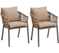 Hespéride – Lot de 2 fauteuils jardin Oriengo Miel & Praline – Antirouille, coussins déhoussables