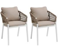 Lot de 2 fauteuils jardin ORIENGO Taupe Blanc Aluminium, Mailles tressées, Polyester Hespéride