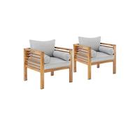 Lot de 2 fauteuils lounge de jardin lasurés jusqu'à 120 kg