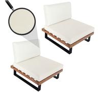 Lot De 2 Fauteuils Lounge Hwc-H54, Fauteuils De Jardin, Bois D'acacia Certifié Fsc, Aluminium Brun Clair, Rembourrage Blanc Crème Gris