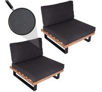 Lot De 2 Fauteuils Lounge Hwc-H54, Fauteuils De Jardin, Bois D'acacia Certifié Fsc, Aluminium Brun Clair, Rembourrage Gris Foncé Gris