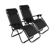 Lot de 2 fauteuils lounge inclinable en acier noir - Oviala