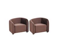 Lot de 2 Fauteuils Moderne en Velours Rembourrés Dossier Incurvé avec Accoudoirs