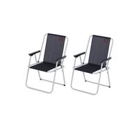Lot de 2 fauteuils piccolo de camping pliables - O'Camp - Noir - Dimensions : 57 x 55 x 80 cm