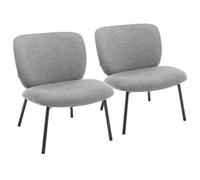 Lot de 2 fauteuils relax en acier et tissu gris foncé - Oviala