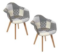 Lot de 2 Fauteuils Salon Patchwork Gris Home Deco Factory