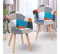 Lot De 2 Fauteuils Sara Motifs Patchworks Multi Couleurs Multicolore