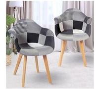 Lot De 2 Fauteuils Sara Motifs Patchworks Noirs, Gris Et Blancs Multicolore