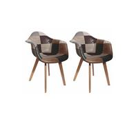 AltoBuy MELO - Lot de 2 Fauteuils Scandinaves Aspect Vieux Cuir