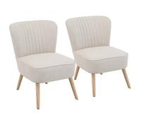 Oviala Lot de 2 fauteuils Style Crapaud en Tissu Beige