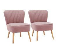 Lot de 2 fauteuils style crapaud en tissu rose - Oviala
