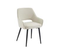 Lot de 2 fauteuils UNNI tissu beige pieds métal noir