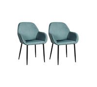 ALESSIA - Lot de 2 Fauteuils Velours Côtelé Bleu Canard -