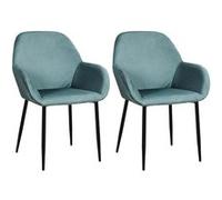 ALESSIA - Lot de 2 Fauteuils Velours Côtelé Bleu Canard -