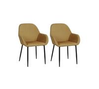 ALESSIA - Lot de 2 Fauteuils Velours Côtelé Jaune Moutarde -