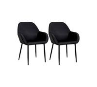 ALESSIA - Lot de 2 Fauteuils Velours Côtelé Noir - Altobuy Noir