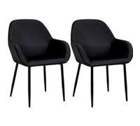 ALESSIA - Lot de 2 Fauteuils Velours Côtelé Noir - Altobuy Noir